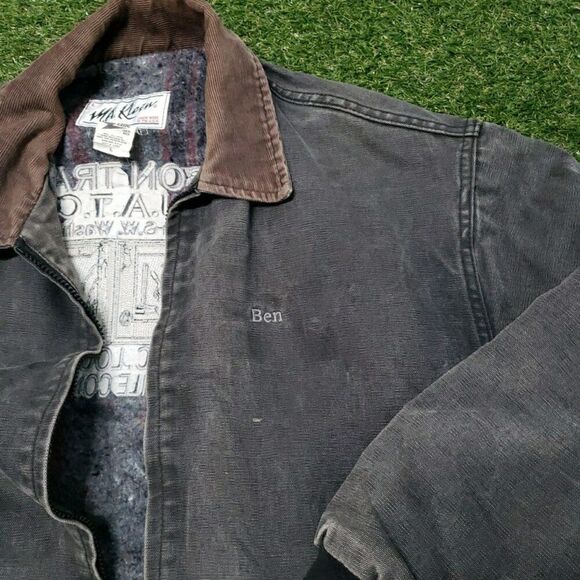 Vintage M.A. Klein Blanket Lined Jacket Men's Medium Gray Canvas Detroit Biker L - Picture 3 of 9